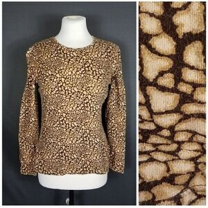Very Pretty Jones New York Sport Animal Print Long Sleeved Top Sz L